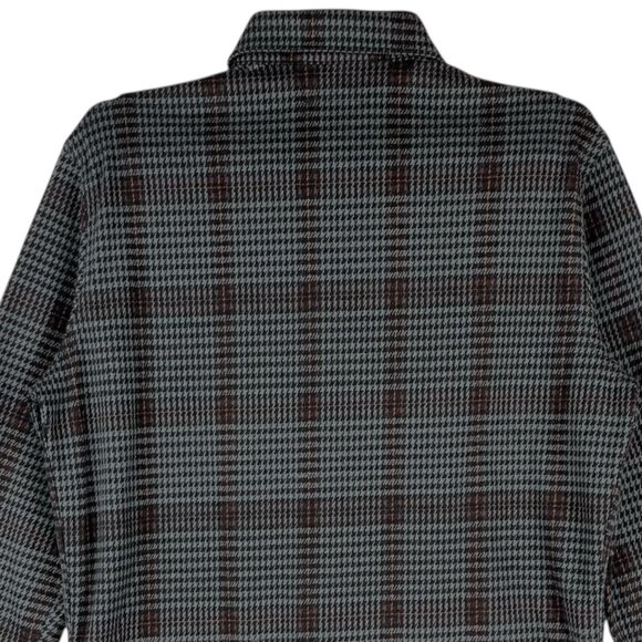 Express Men's Stretch Black Grey Plaid Button-Up Shirt Size XS Long Sleeve NWOT - Picture 4 of 10
